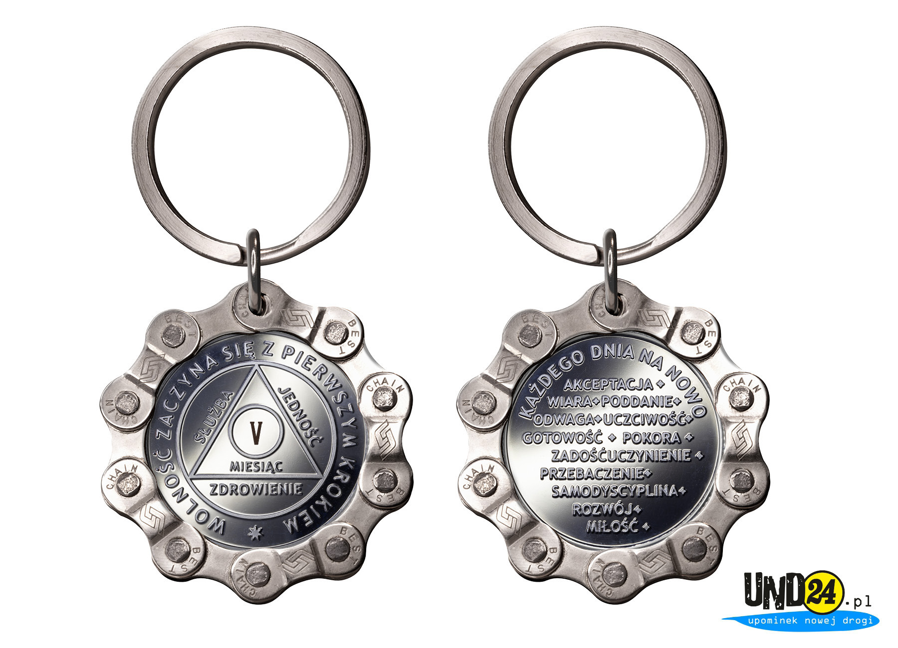 Designerski brelok - Medal 5. Miesiąc trzeźwości w Amerykańskim Stylu w Łańcuchu