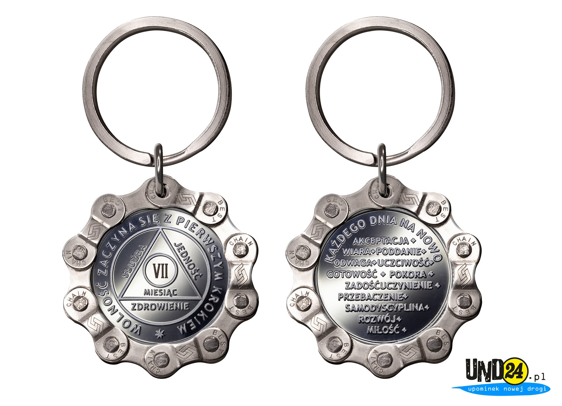 Designerski brelok - Medal 7. Miesiąc trzeźwości w Amerykańskim Stylu w Łańcuchu